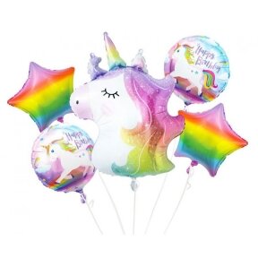 Foil balloon - Unicorn set / 5 pcs.