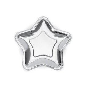 Paper Plates Star, silver, 18cm