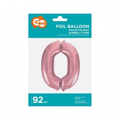 Foil balloon No 0, light pink, 92 cm 1