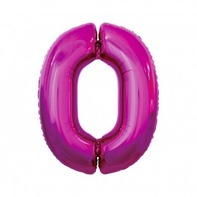 Foil balloon B&C digit 0, pink, 92 cm