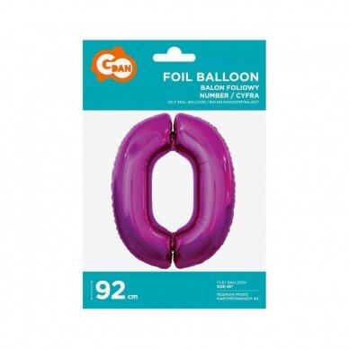 Foil balloon B&C digit 0, pink, 92 cm 1