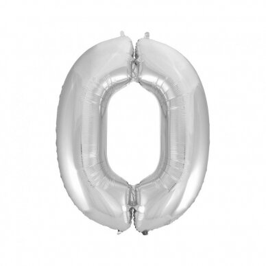 Foil balloon B&C digit 0, silver, 92 cm