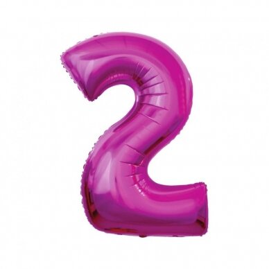 Foil balloon B&C digit 2, pink, 91 cm