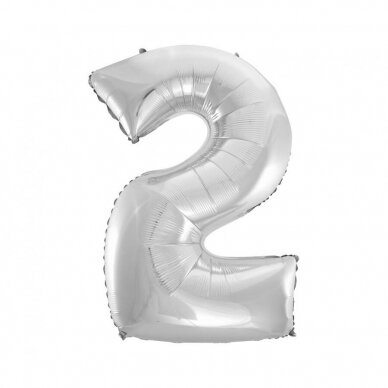 Foil balloon B&C digit 2, silver, 92 cm