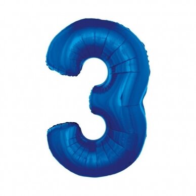 Foil balloon B&C digit 3, blue, 92 cm