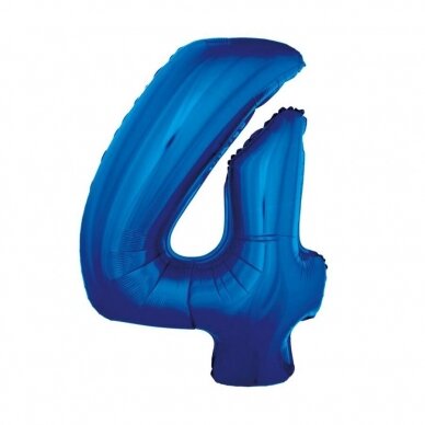 Foil balloon B&C digit 4, blue, 92 cm