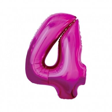 Foil balloon B&C digit 4, pink, 91 cm