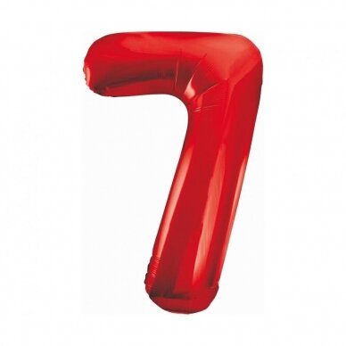 Foil balloon number 7, red, 85 cm