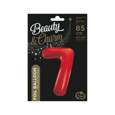 Foil balloon number 7, red, 85 cm 1