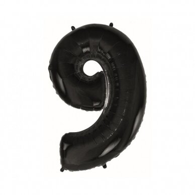 Foil balloon B&C digit 9, black, 92 cm