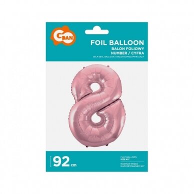 Foil balloon No 8, light pink, 92 cm 1