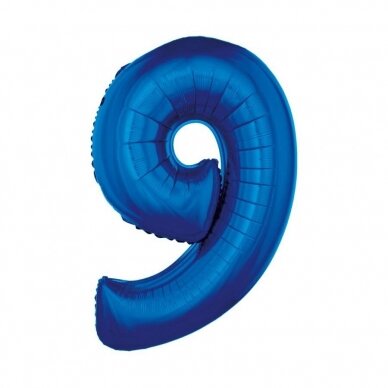 Foil balloon B&C digit 9, blue, 92 cm