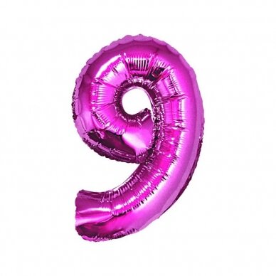 Foil balloon B&C digit 9, pink, 91 cm