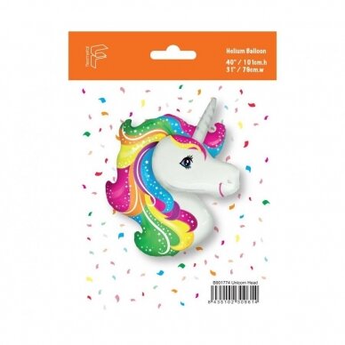 Foil balloon 24" FX Unicorn (head), packed 1