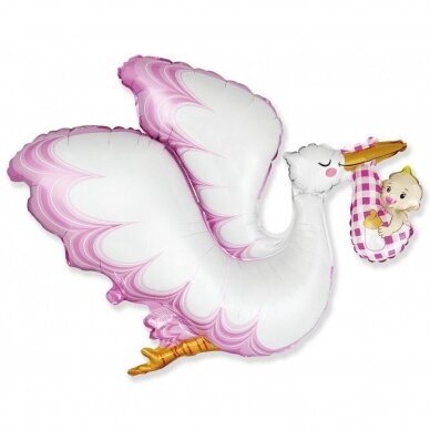 Foil balloon 24" FX Stork Baby Girl, packed