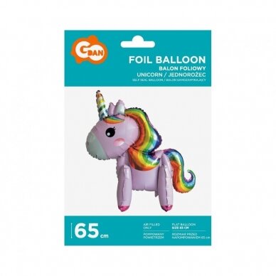 Foil Balloon Unicorn, 65 cm, pink, standing 1