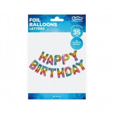 Foil Balloon Set Happy Birthday, Rainbow 1