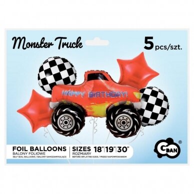 Foil balloons - Monster Truck set, 5 pcs 1