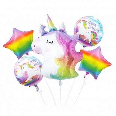 Foil balloon - Unicorn set / 5 pcs.