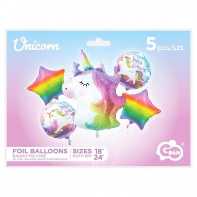 Foil balloon - Unicorn set / 5 pcs. 2