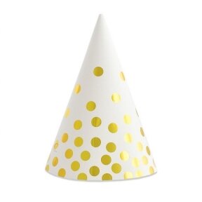 Paper hats "Gold dots", white, 6 pcs