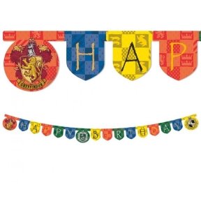 Banner Harry Potter Hogwarts Houses - Happy Birthday