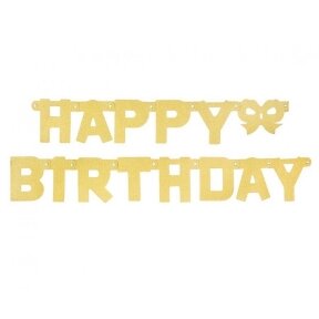 Glitter garland "Happy Birthday", gold, 160x11 cm