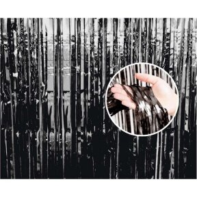 Fringe Door Curtain, black, 90x240 cm