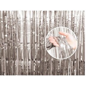 Fringe Door Curtain, silver, 90x240 cm