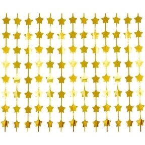 Fringe Deco Curtain B&C Stars, metallic gold, 100 x 200 cm