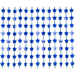 Fringe Deco Curtain B&C Stars, metallic blue, 100 x 200 cm