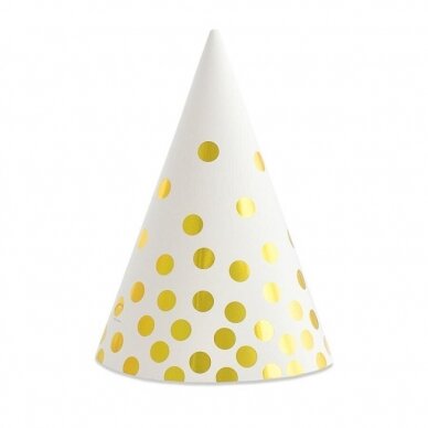 Paper hats "Gold dots", white, 6 pcs