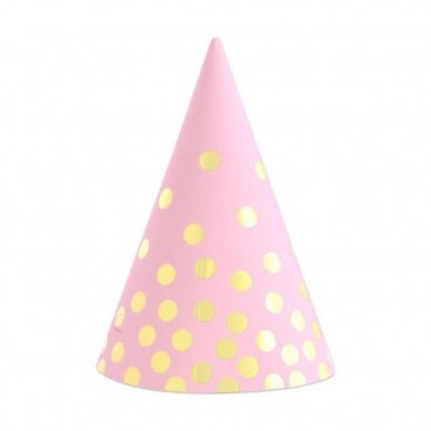 Paper hats "Gold dots", pink, 6 pcs