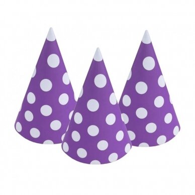 Paper hats Polka Dots, lavender, 6 pcs