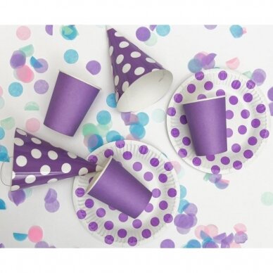 Paper hats Polka Dots, lavender, 6 pcs 1