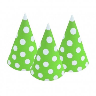 Paper hats Polka Dots, pistachio, 6 pcs