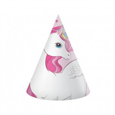 Paper hats "Unicorn Rainbow Colors" 6 pcs