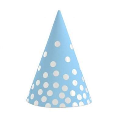 Paper hats "Silver dots", blue, 6 pcs