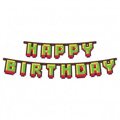 Paper garland Happy Birthday Game On, 160 cm