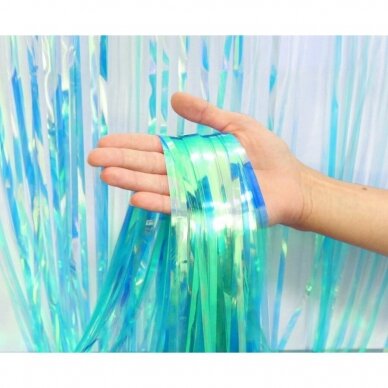 Fringe Deco Curtain Iridescent, blue 100 x 200 cm 1