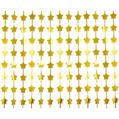 Fringe Deco Curtain B&C Stars, metallic gold, 100 x 200 cm