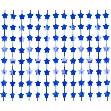 Fringe Deco Curtain B&C Stars, metallic blue, 100 x 200 cm