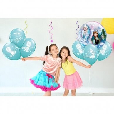 Balloon QL 12" with overprint "Anna, Elsa & Olaf" , Caribbean pastel blue / 6 pcs. ST ASORT 1