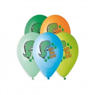 Premium helium balloons Let's Dino Party, 13" / 5 pcs.