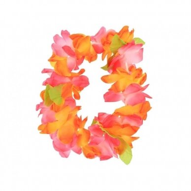 Hawaiian headband, large flowers, orange-pink