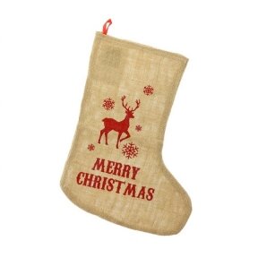 Christmas sock jute Reindeer, size: 44.5 cm