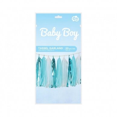 Tinsel garland B&G Baby Boy, light blue, 36x250 m, 20 pcs. 1