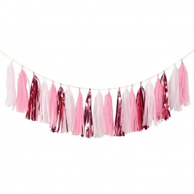 Tinsel garland B&G Baby Girl, light pink, 36x250 cm, 20 pcs.