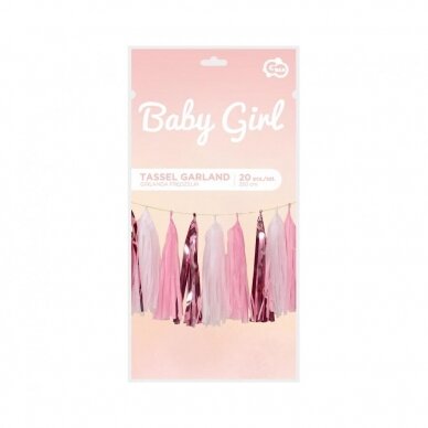 Tinsel garland B&G Baby Girl, light pink, 36x250 cm, 20 pcs. 1