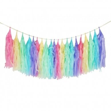 Tassel garland, multicolour, 36x250 cm, 20 pcs